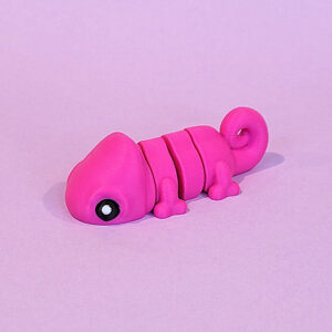 Tizmo Toys - Wigglets - W001 - Chameleon - Magenta - 3D Printed Articulated Fidget Toy Animal NZ