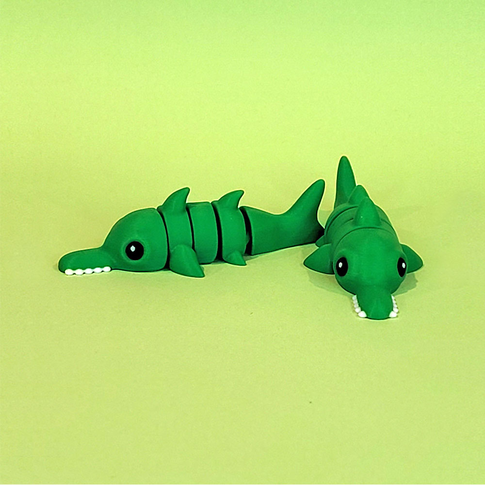 Tizmo Toys - Wigglets - W003 - Sawfish - Green - 3D Printed Articulated Fidget Toy Animal NZ