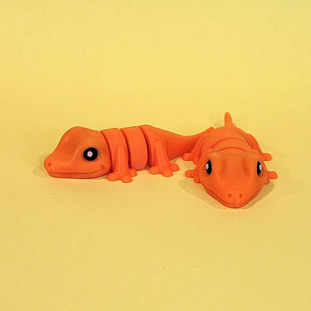 Tizmo Toys - Wigglets - W004 - Gecko- Orange - 3D Printed Articulated Fidget Toy Animal NZ