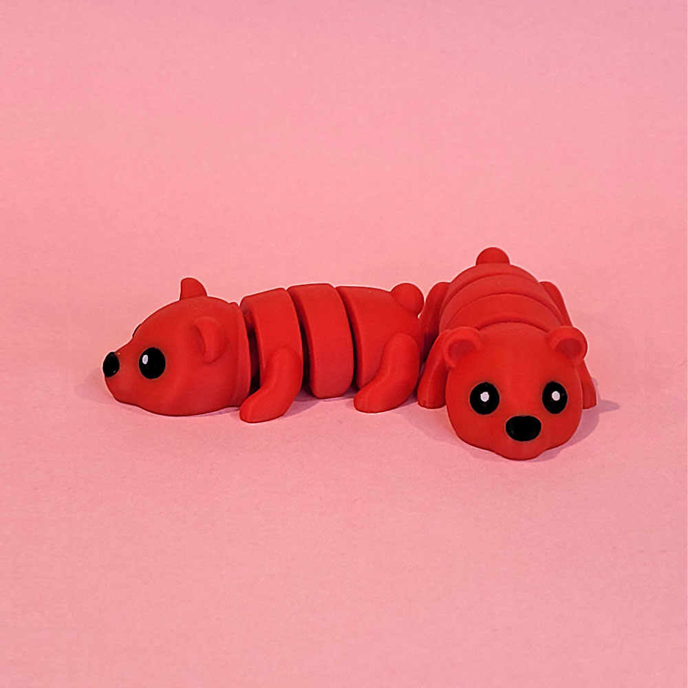 Tizmo Toys - Wigglets - W005 - Bear - Red - 3D Printed Articulated Fidget Toy Animal NZ