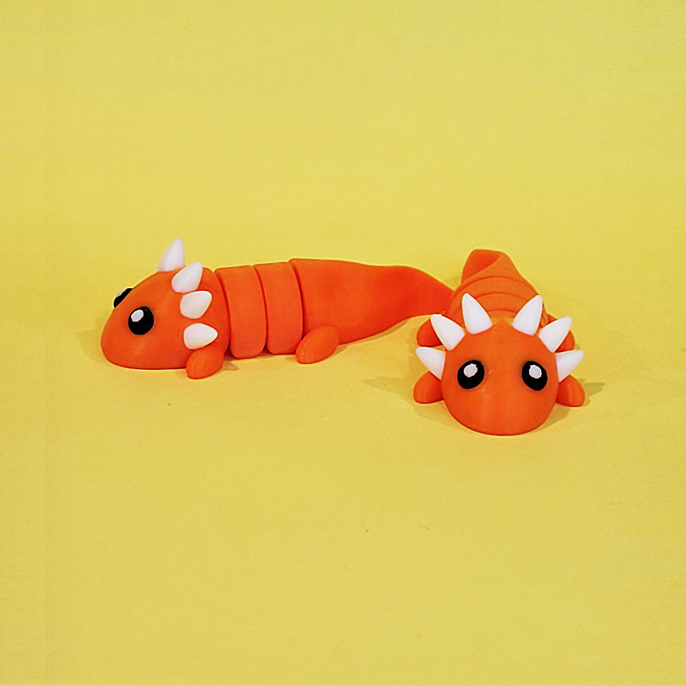 Tizmo Toys - Wigglets - W006 - Axololt - Orange - 3D Printed Articulated Fidget Toy Animal NZ