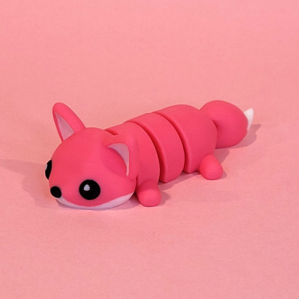 Tizmo Toys - Wigglets - W007 - Fox - Pink - 3D Printed Articulated Fidget Toy Animal NZ