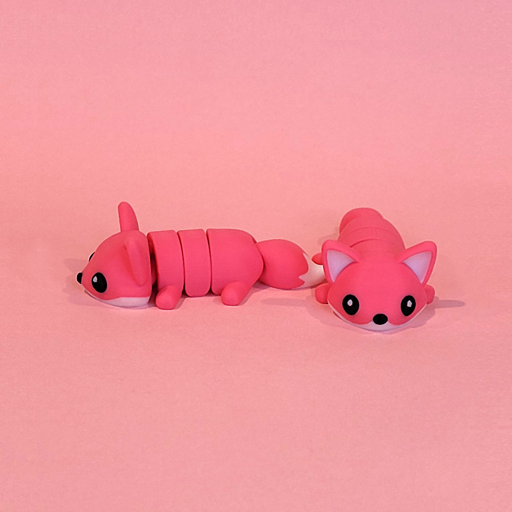 Tizmo Toys - Wigglets - W007 - Fox - Pink - 3D Printed Articulated Fidget Toy Animal NZ