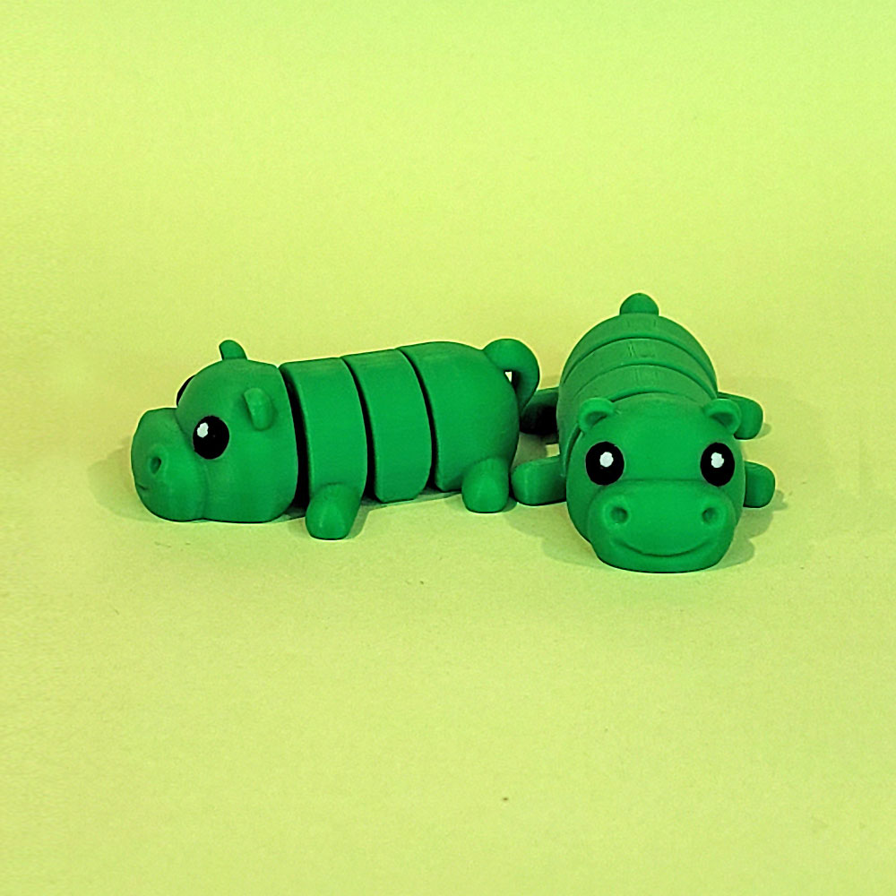 Tizmo Toys - Wigglets - W008 - Hippo - Green - 3D Printed Articulated Fidget Toy Animal NZ