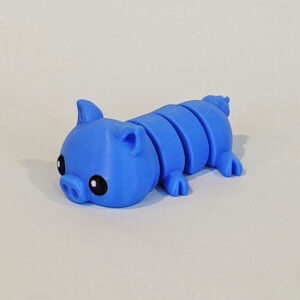 Tizmo Toys - Wigglets - W010 - Pig - Blue - 3D Printed Articulated Fidget Toy Animal NZ
